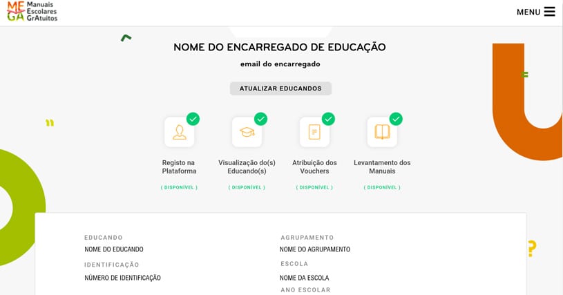 manuais escolares gratuitos - visualização dos educandos na plataforma mega