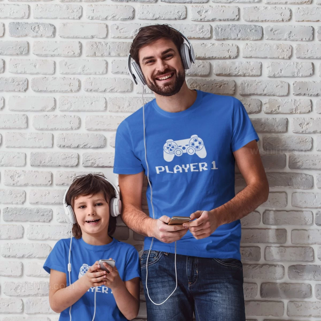"Player" - Conjunto T-shirts de Dia do Pai a Combinar para Pai e Filhos