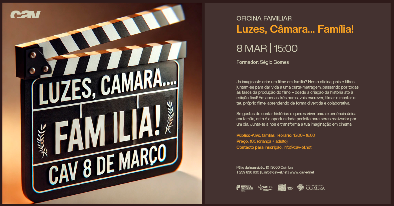 Oficina de cinema para famílias no Centro de Artes VIsuais Coimbra