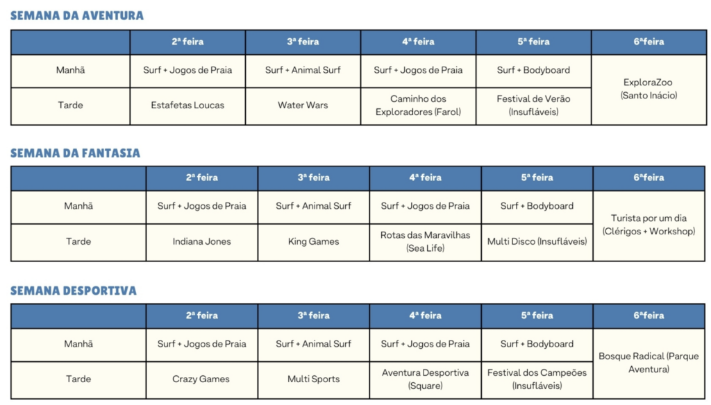 Programa Campo de Férias Leça da Palmeira