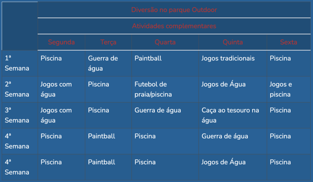 Programa Tardes Campo de Férias Valongo 2026