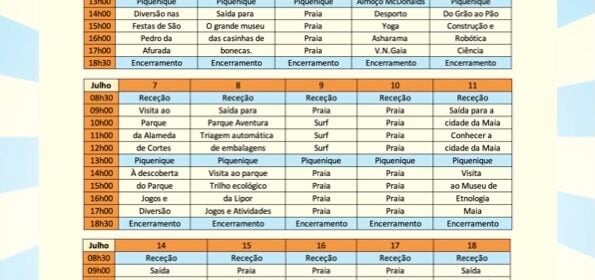 Programa ATL Gaia Junho verão 2025