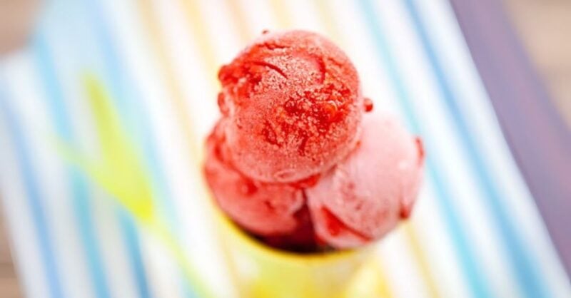 Gelado Sorvete de morango e melancia