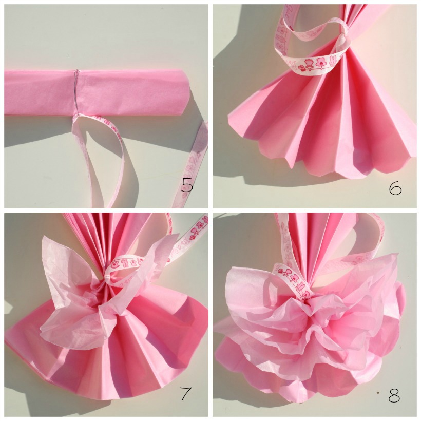 Pompons de Papel de Seda - passo a passo 5 a 8
