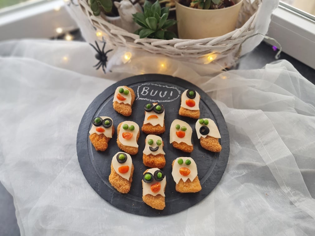 Fantasmas de Halloween com Nuggets - receita passo a passo