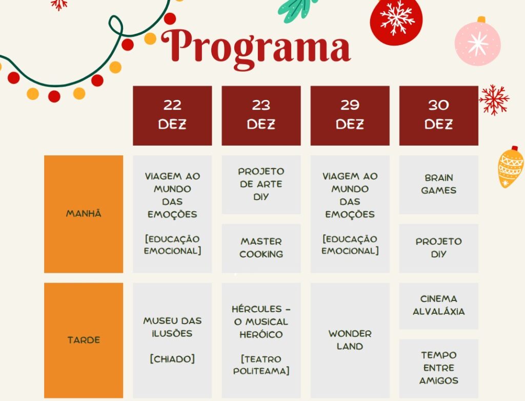 programa atl férias de natal telheiras 2