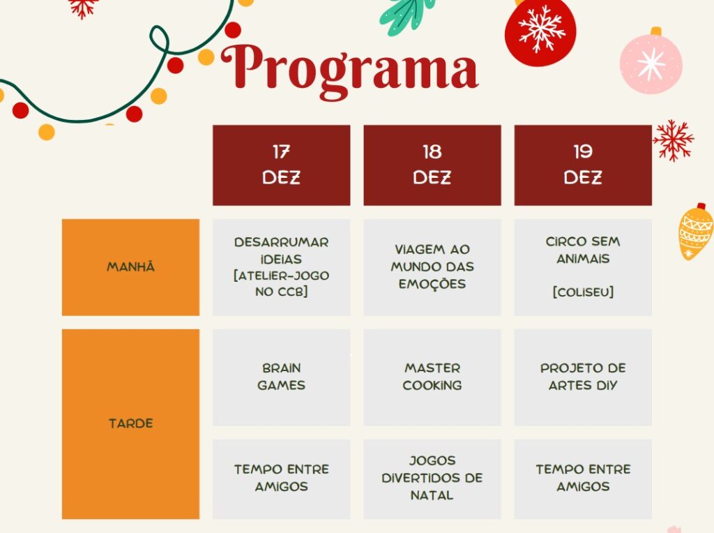 programa atl férias de natal telheiras