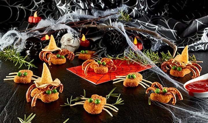 receitas aranhas com nuggets de frango