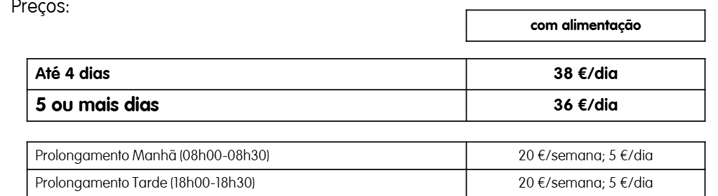 ATL Algés Férias Natal 2025 - preços