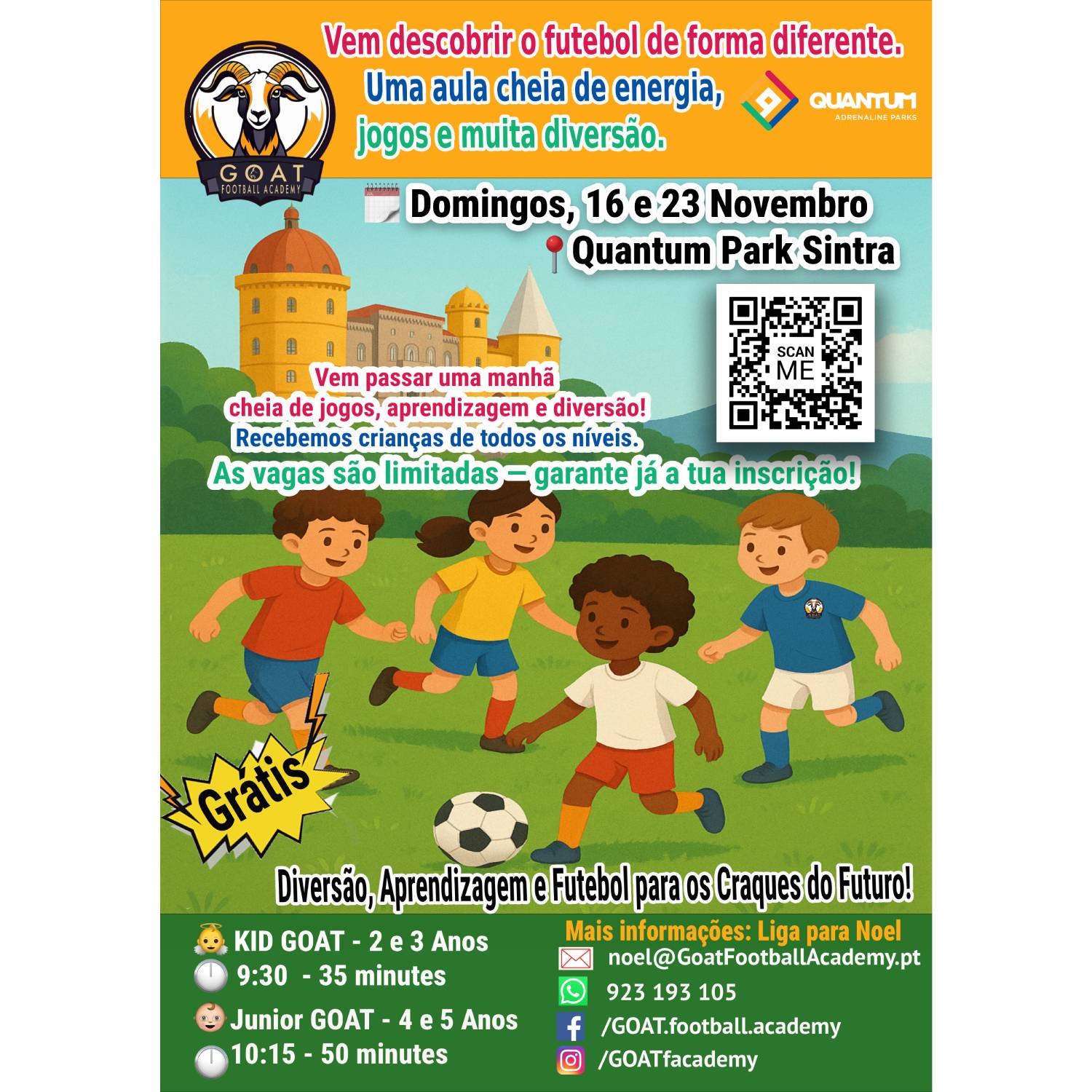 GOAT Football Academy – Aulas Inaugurais Gratuitas (Sintra)