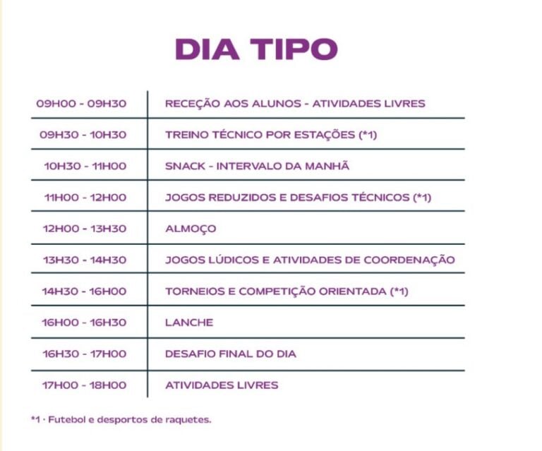 campo férias desportivas viseu programa