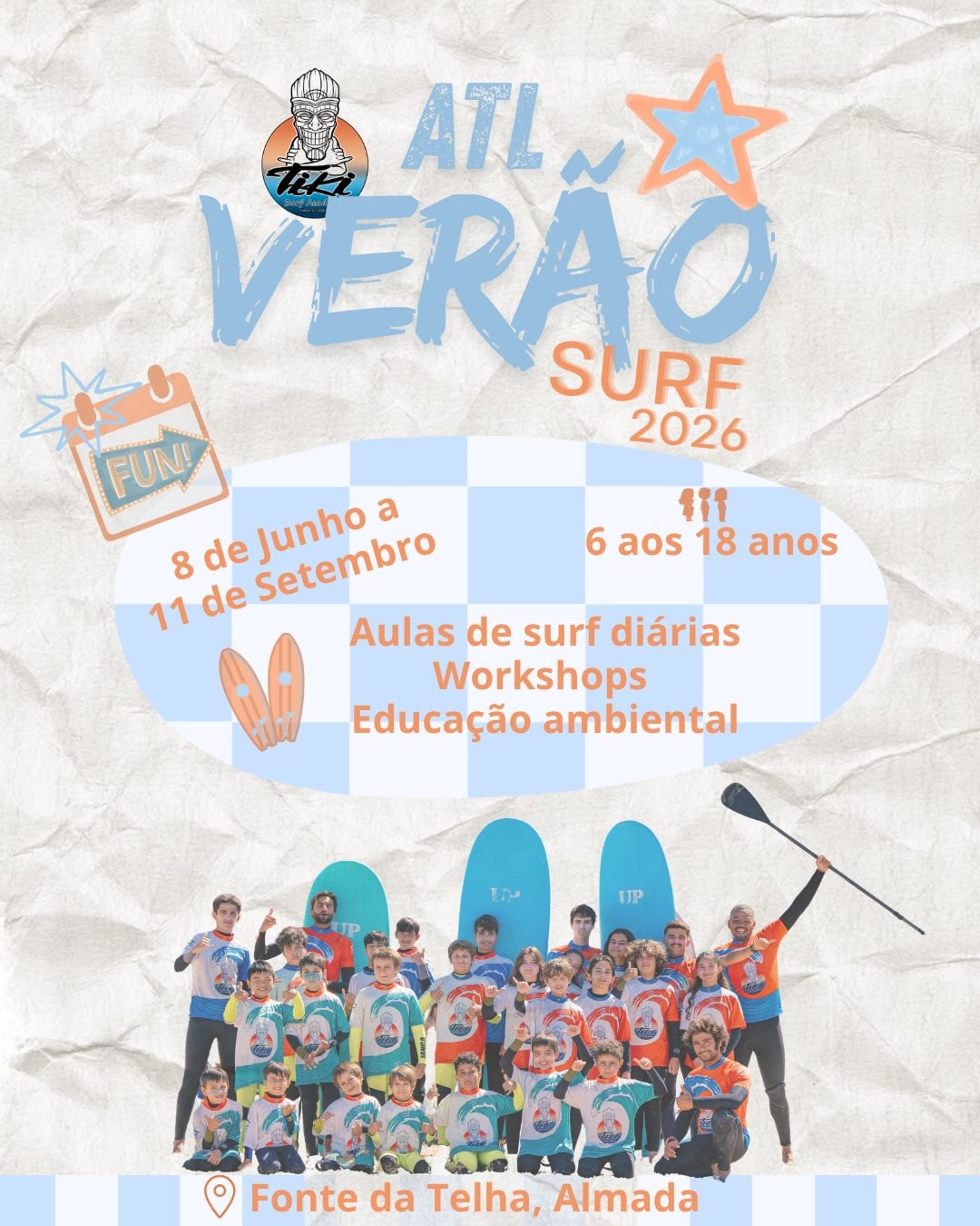 Campo de férias de surf na Fonte da Telha