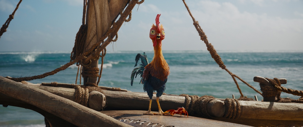 Galinha no filme Vaiana em imagem real