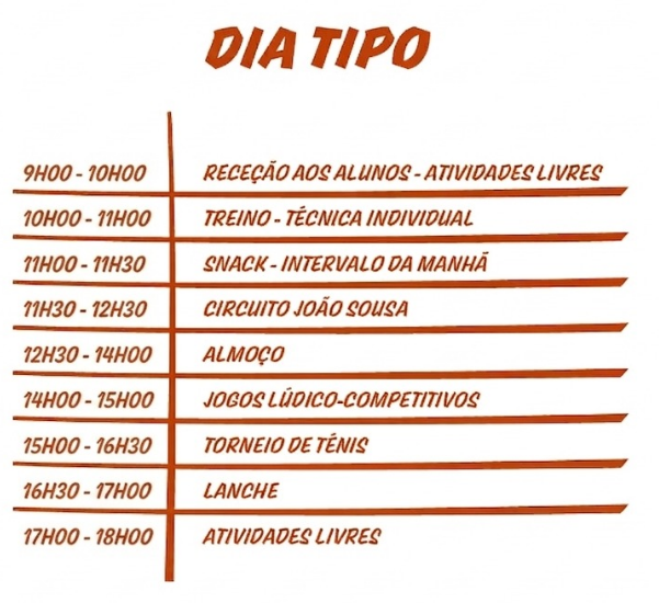 Campo de férias de ténis em Braga