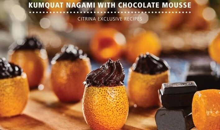 mousse de chocolate com kumquat nagami