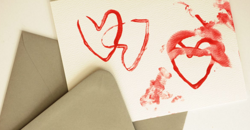Cartão Dia dos Namorados com carimbos