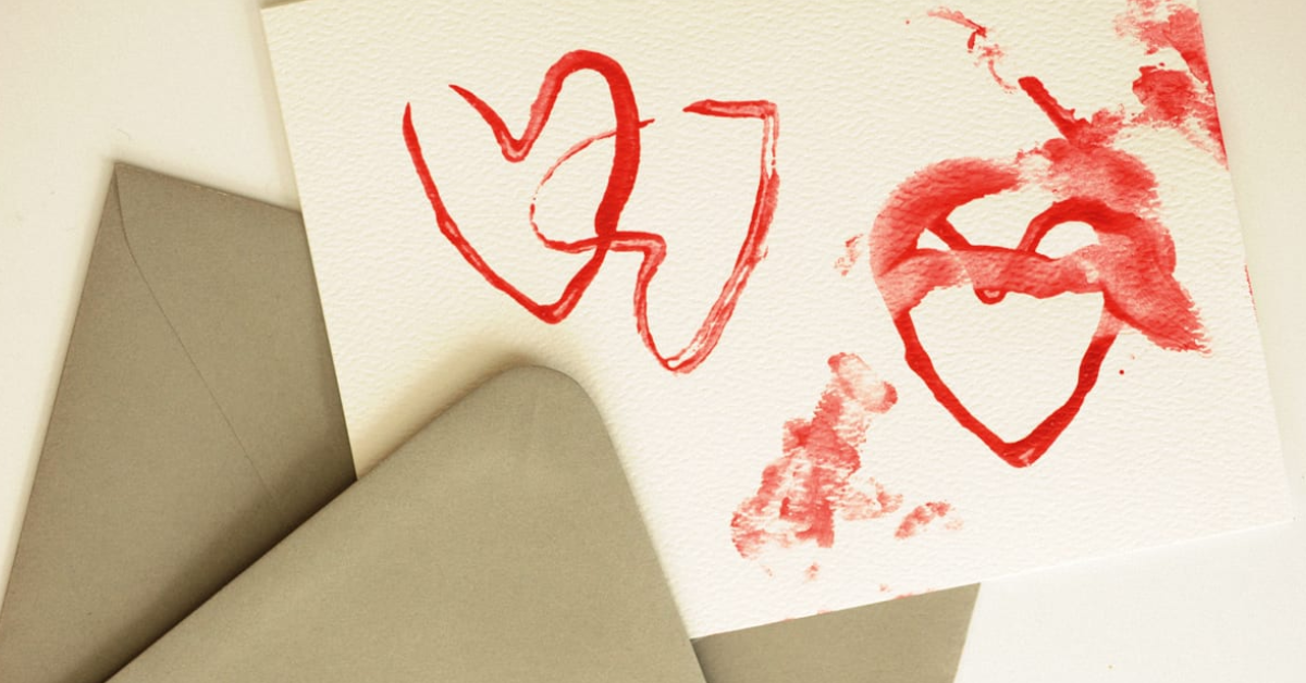 Cartão Dia dos Namorados com carimbos