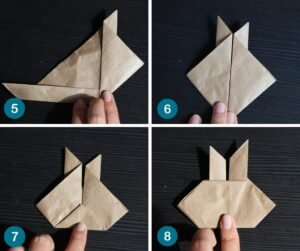 Coelho da Páscoa origami Passo 5 até 8